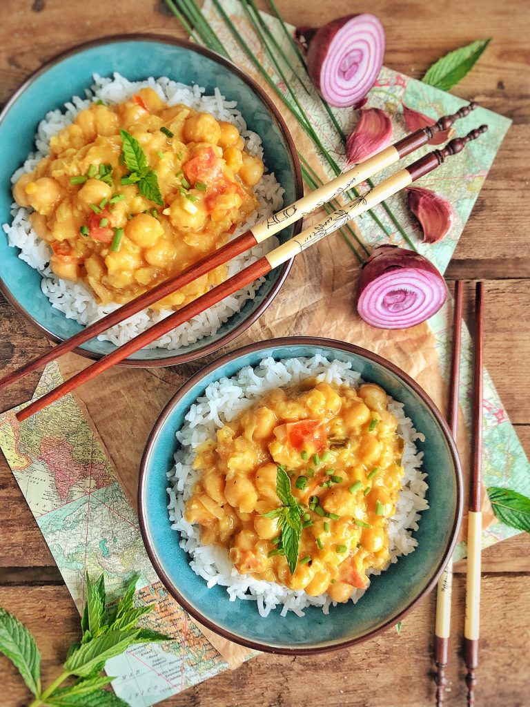 Curry veggie au lait de coco et riz basmati