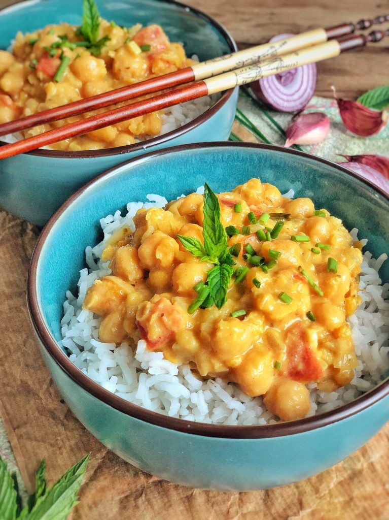 Curry veggie au lait de coco et riz basmati